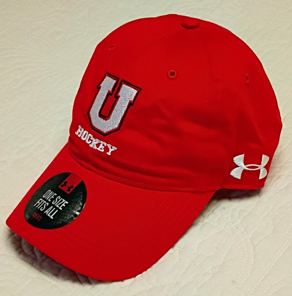 NWT Under Armour Utah Utes Hockey Hat Red Adjustable Strapback Cap NCAA Dad Hat